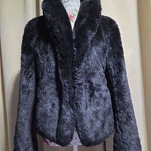 VINTAGE Mossimo Black Faux Fur Teddy Jacket